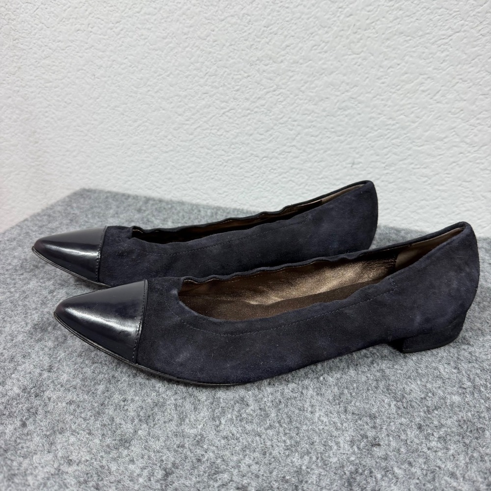 AGL Attilio Giusti Leombruni Cap Toe Flat Women 42 11.5 Navy Blue Suede Leather